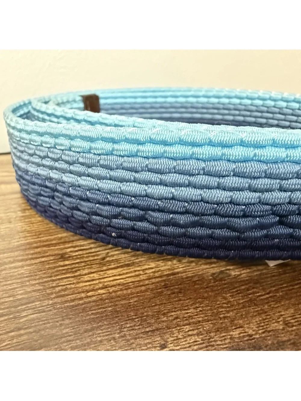 Lee Belt Mens Size 46 Blue Ombre Woven Stretch Braided Brown Golf Casual Coastal
